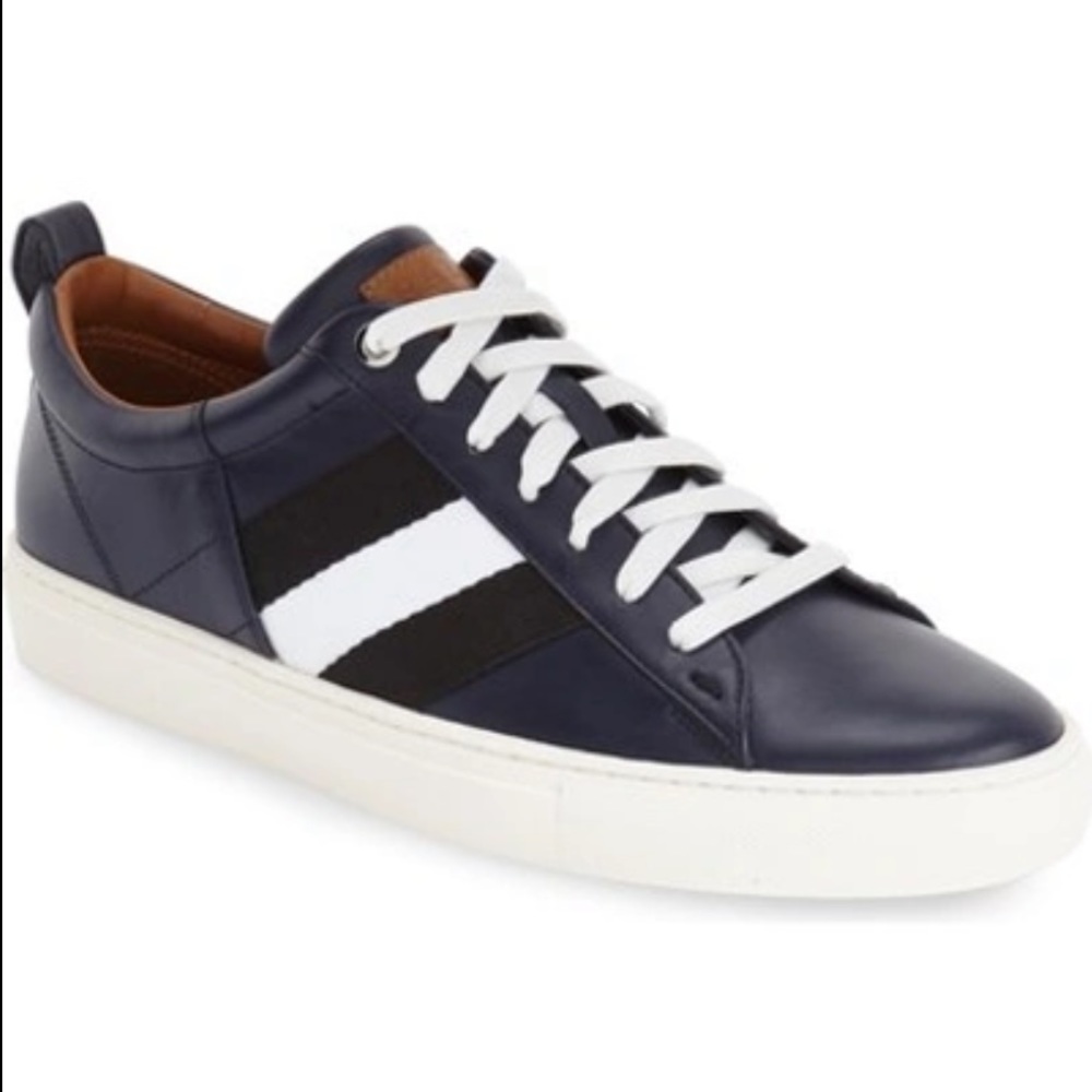 Authentic Bally sneakers navy blue suede white
